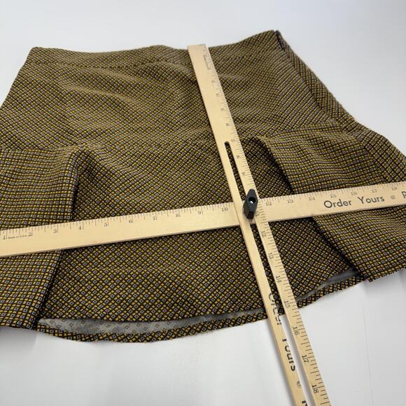 Club Monaco Skirt Womens 4 Gold Yellow Flare Mini Geometric Print Polyester - Picture 7 of 7